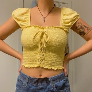 yellow corset top